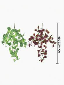 1/2pcs Artificial Plants, Vine Decor, 4 Options: A. Red Eyebrow Leaf, B. Green Eyebrow Leaf, C. Pepper Grass, D. Net Grass Mint Leaf. Green Decorations - Green - View 11