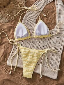 Bonvoyette Vacation Beach Starfish Decor Two-Piece Swimsuit - Pale Yellow - View 3