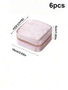 Suede Zipper Jewelry Box, Portable Travel Jewelry Case - Pink - View 8