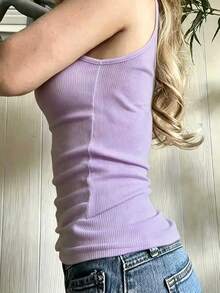 INAWLY Sweet Lace Trim Patchwork Women's Camisole - Mauve Purple - View 3