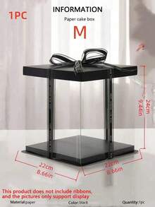 1 pieza Caja de regalo para fiesta/días festivos, Caja de almacenamiento de 1 nivel/2 niveles/3 niveles para el Día de San Valentín - Negro - Ver 17