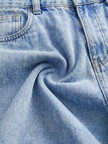 lacRébo Light Blue Washed Mid-Waist Slim Straight Ankle-Length Jeans - Light Wash - View 8