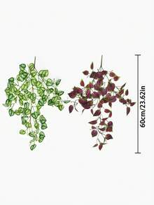 1/2pcs Artificial Plants, Vine Decor, 4 Options: A. Red Eyebrow Leaf, B. Green Eyebrow Leaf, C. Pepper Grass, D. Net Grass Mint Leaf. Green Decorations - Green - View 6