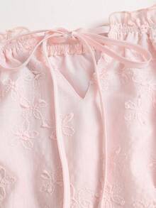 Sweetra Summer Fashion Sweet Pink Off-Shoulder Short Sleeve Double Layer Hem Gentle Style Women's Short Dress Suitable For Date And Casual Vacation - Pink - View 3