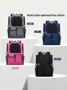 1PC Foldable Pet Backpack Breathable Portable Large Capacity Double Shoulder Bag For Cat And Dog Travel Outdoor Carrier Puppy Kitten Carrier - Multicolor - View 16