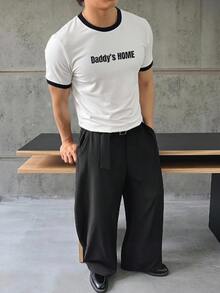 Manfinity BRENVOR 男款 2026 世界盃 T恤，休閒寬鬆版型短袖拼接綠黃圖案印花 T恤，經典配色足球球衣，透氣不悶汗，訓練、比賽及球迷應援穿搭首選，中性款 2026 足球球衣，球迷禮物，球迷服飾，1件裝 - 白色 - 查看 8