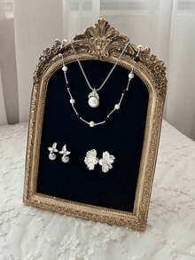 1pc Vintage Baroque Style Resin Necklace & Jewelry Display Stand, Tabletop Necklace And Earring Holder With Velvet Backing, Jewelry Display Rack For Showcasing Accessories, Perfect Gift For Women, Jewelry Towers,Room Decor - Multicolor - View 13