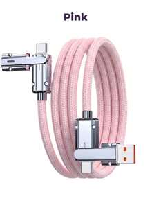Teckwe 4 In 1 Braided Multi Charging Cable, 180° Rotatable Dual Type-C USB A Fast Charging Cord, Universal Multi Interface Charger Wire For IPhone Android Cell Phones Travel - Multicolor - View 7