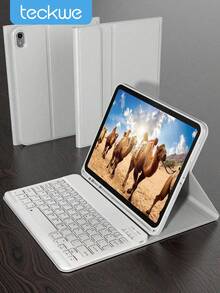 Teckwe Wireless Keyboard Case Compatible With Ipad,Detachable Leather Protective Cover With Pencil Slot,Auto Sleep/Wake Function, Removable WirelessBluetooth Keyboard With 150mAh Battery, Slim &Lightweight Stand Case Light Gray - View 1
