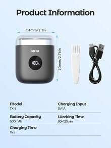 Teckwe 男士迷你便攜式電動刮鬍刀，USB充電數位顯示雙刀片口袋刮鬍刀，防水輕巧旅行刮鬍刀，適合日常刮鬍與商務出差 - 彩色 - 查看 6