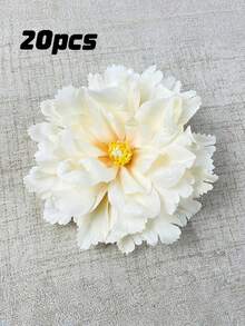 20入 香檳色人造牡丹花頭，人造植物，絲綢仿真牡丹花頭，適用於房間裝飾、戶外花園裝飾、春季餐桌佈置（不含花莖，無花莖，僅花頭） - 香檳色 - 查看 9