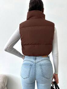 RueChic Women'S Vest Padded Jacket - Brown - View 3