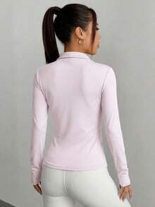 Sweatsuit Tight Front Closure Sleeve Long Neck High Neck - Pink - View 2