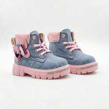 Boots First Steps Girl Cloth Type Pink Pull With Glitter Decorative Reflective Bow - Denim - View 2