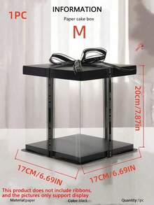 1 pieza Caja de regalo para fiesta/días festivos, Caja de almacenamiento de 1 nivel/2 niveles/3 niveles para el Día de San Valentín - Negro - Ver 20