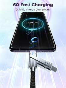 Teckwe 4 In 1 Braided Multi Charging Cable, 180° Rotatable Dual Type-C USB A Fast Charging Cord, Universal Multi Interface Charger Wire For IPhone Android Cell Phones Travel - Multicolor - View 3