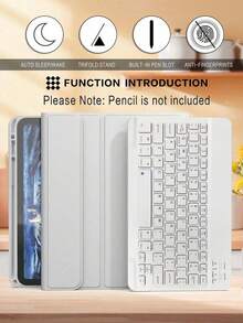 Teckwe Wireless Keyboard Case Compatible With Ipad,Detachable Leather Protective Cover With Pencil Slot,Auto Sleep/Wake Function, Removable WirelessBluetooth Keyboard With 150mAh Battery, Slim &Lightweight Stand Case Light Gray - View 2