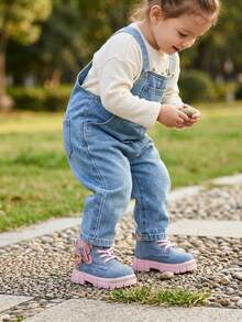 Boots First Steps Girl Cloth Type Pink Pull With Glitter Decorative Reflective Bow - Denim - View 4