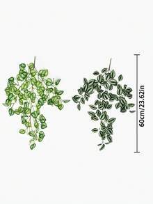 1/2pcs Artificial Plants, Vine Decor, 4 Options: A. Red Eyebrow Leaf, B. Green Eyebrow Leaf, C. Pepper Grass, D. Net Grass Mint Leaf. Green Decorations - Green - View 14