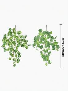 1/2pcs Artificial Plants, Vine Decor, 4 Options: A. Red Eyebrow Leaf, B. Green Eyebrow Leaf, C. Pepper Grass, D. Net Grass Mint Leaf. Green Decorations - Green - View 22