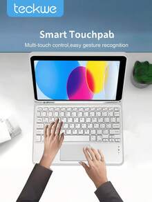 Teckwe Case With Pen Slot, Compatible With Samsung Galaxy Tab / R Detachable Rechargeable Touchpad Keyboard CaseWith Pen Slot, Compatible With Samsung Galaxy Tab Magnetic Bluetooth KeyboardCover (Light Gray) - View 1