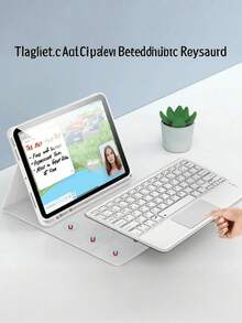 Teckwe Case With Pen Slot, Compatible With Samsung Galaxy Tab / R Detachable Rechargeable Touchpad Keyboard CaseWith Pen Slot, Compatible With Samsung Galaxy Tab Magnetic Bluetooth KeyboardCover (Light Gray) - View 2