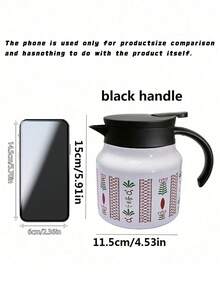 1Pc 800ml Saudi Style Coffee Pot Tea Pot, Long Heat Preservation, Middle East Style Coconut Tree Print, Suitable For Home, Restaurant, Gift Giving & Saudi National Day - Multicolor - View 4