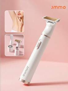 JMMO 4 In 1 Women Electric Body Hair Trimmer Kit, USB Rechargeable Waterproof Bikini Shaver, Multi Heads Facial Nose Eyebrow Leg Underarm Hair Removal Razor For Summer Home Travel Grooming - White - View 1