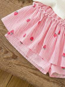 Emery Rose Kids Emery Rose Kids 女童草莓印花吊带背心和短裤套装 - 粉色 - 查看 7
