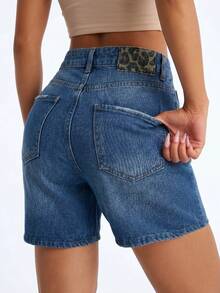 Women Mid Wash Denim Shorts Designed For Easy Everyday Styling And Effortless Casual Summer Looks. - Medium Wash - View 1