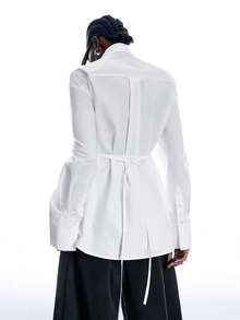 LYSMO Women's Solid Color Metal Decor Casual Elegant Versatile Daily Outing Office Shirt Teachers' Day White Autumn - White - View 2