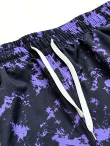 Gym Rark Men's Colorblock Splatter Print Drawstring Waist Casual Sports Shorts, Gym - Black - View 5