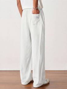 SWAVVY Men's Casual Versatile Solid Color Pants - White - View 2