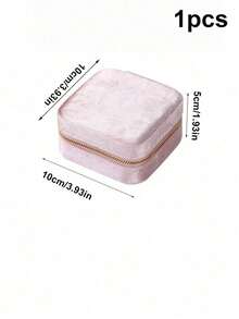 Suede Zipper Jewelry Box, Portable Travel Jewelry Case - Pink - View 7