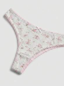 lacRébo Blue And Pink Floral Pointelle Knit Lingerie Set With Lace Details Cute Triangle Bra And Panty Set - Baby Blue - View 10