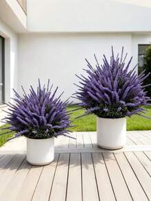2pcs Resistant Purple Artificial Lavender With Stakes - Realistic Faux Outdoor Plants For Indoor/Outdoor, Living Room, Garden, Front Door Decor, Durable Plastic Flowers, Winter Display (Vase Not Included) - Violet Purple - View 4