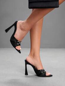 CUCCOO SZL Women Shoes Spring And Summer New Stiletto High Heels Sexy Fashion PU Leather Women's High Heel Sandals Slippers Outdoor Shoes Party Valentine's Day Sexy Wear - Black - View 1
