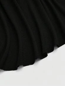 Auvina Vestido de fiesta elegante de talla grande para mujer, de unicolor, de punto acanalado, con hombro asimétrico, manga acampanada con volantes y silueta ajustada hasta el tobillo - Negro - Ver 6