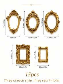 Mini Vintage Picture Frames, Small Resin Antique-Style Picture Frames, Small Gold Picture Frames-Perfect For DIY Wall Decor, Jewelry Display, Photography, Parties, Hotels, And Home Decor - 15 pcs - View 8