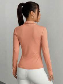 Sweatsuit Tight Front Closure Sleeve Long Neck High Neck - Naranja Claro - View 2
