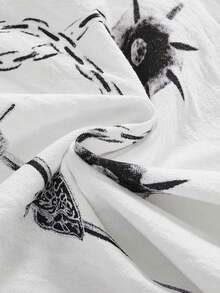 ROMWE Goth Vestido corto de mujer con estampado de martillo meteórico, espada, cadena y tenedor, estilo gótico - Blanco - Ver 4