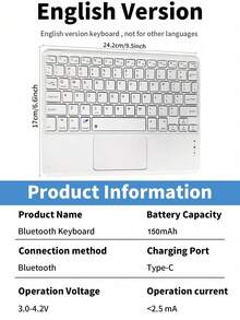 Teckwe Case With Pen Slot, Compatible With Samsung Galaxy Tab / R Detachable Rechargeable Touchpad Keyboard CaseWith Pen Slot, Compatible With Samsung Galaxy Tab Magnetic Bluetooth KeyboardCover (Light Gray) - View 6