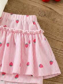 Emery Rose Kids Emery Rose Kids 女童草莓印花吊带背心和短裤套装 - 粉色 - 查看 8