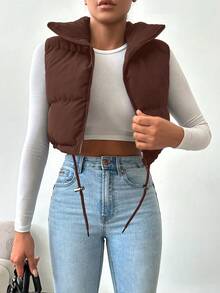 RueChic Women'S Vest Padded Jacket - Brown - View 2