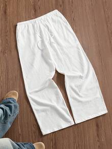 SWAVVY Men's Casual Versatile Solid Color Pants - White - View 3