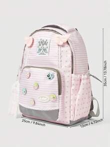 Mochila Casual Versátil, Impermeable y Portátil para Viajes al Aire Libre - rayas rosas - Ver 3