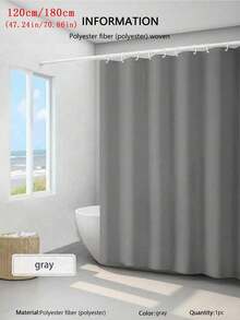 Solid Color Grey Waterproof Shower Curtain, Modern Polyester Partition Curtain, For Bathroom Home Bathroom Decor Fall Decor Bathroom Accessories - Grey - View 10