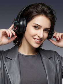 Teckwe Wireless Over-Ear Headphones With RGB LED Light, Foldable Stereo Gaming Headset, Built-In Mic Noise Isolation Headphones For PC Phone Game Home Entertainment - View 2