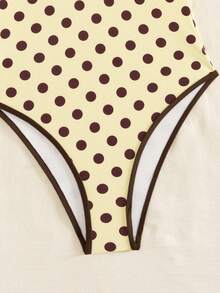 Swim Mod Traje de baño de una pieza a cuadros con tirantes finos para mujer, primavera/verano, para vacaciones en la playa - Amarillo - Ver 5