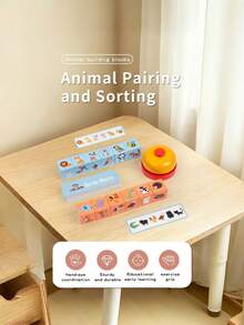 MINKOJA Wooden Animal Sorting & Matching Game – 2-Player Head-To-Head Board Game For Kids,Family Interactive Toy For Boys & Girls, Designed To Boost Logical Thinking & Reaction Skills - Multicolor - View 2